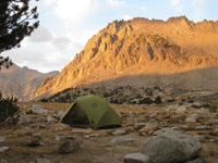 tent and mountains