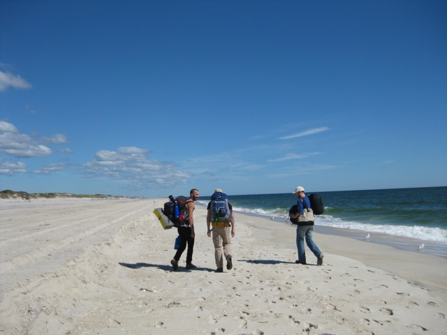 three guys beach camping