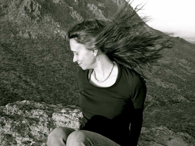 woman on a windy day