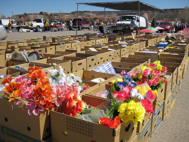 boxes with fake flowers
