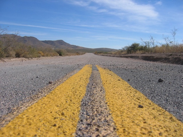yellow lines down road
